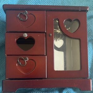 Heart Design Wooden Jewelry Box